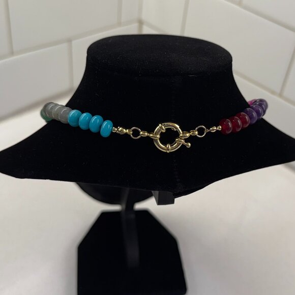 Rainbow Dyed Agate Hand Tied Necklace - Picture 4 of 5